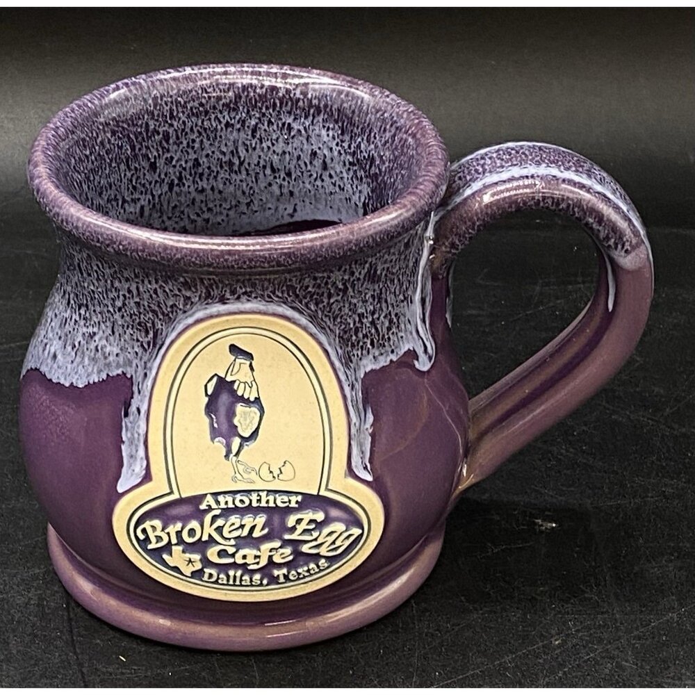 2012 Deneen Pottery Another Broken Egg Cafe Lilac Purple Mug Dallas Texas - Picture 11 of 12